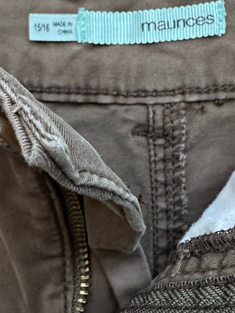 Maurices Distressed Olive Green Shorts Crochet Hem Size 15/16 - Picture 3 of 9